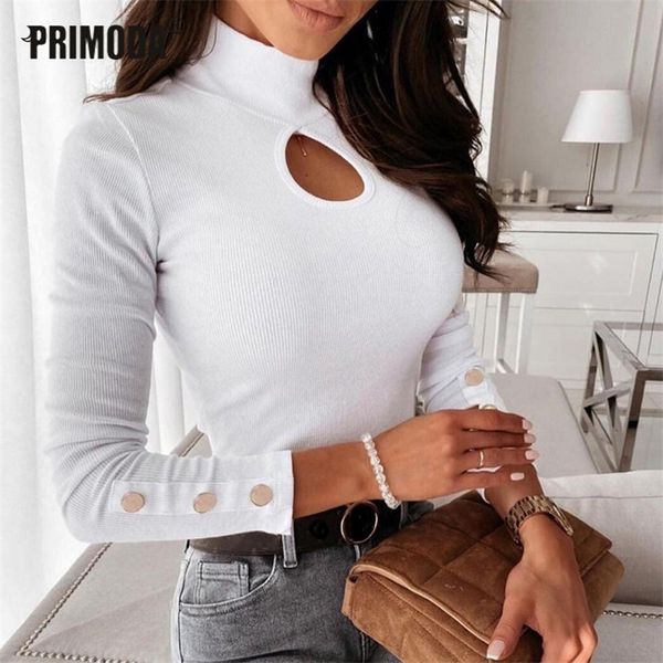 

plus size autumn turtleneck button sleeve knitted sweaters women solid pullovers causal thin street sweaters knit pr601m 201223, White;black