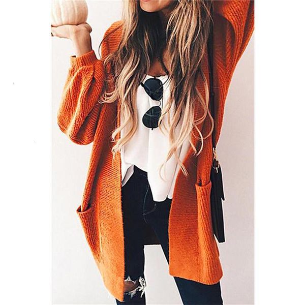 

women sweater solid orange autumn casual long sleeve knitted sweater long cardigan soft sweaters ropa mujer invierno, White;black