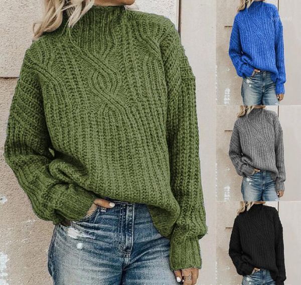 

european and american sweater ladies high neck twist knit loose pullover1, White;black