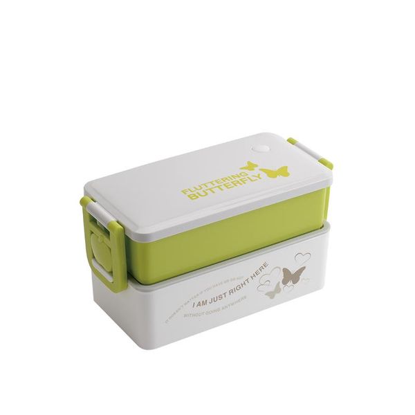 

1л 1.5л двухслойный lunch box портативный пластиковый прямоугольник bento box микроволновая печь для хранения продуктов контейнер для детей