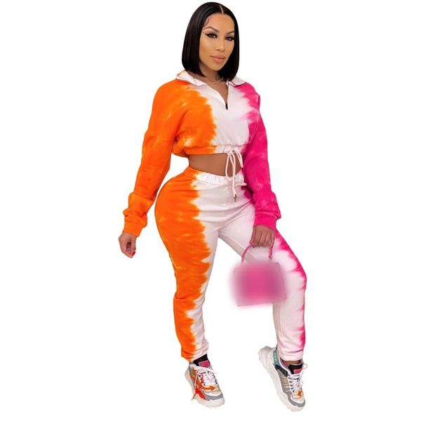 

fashion women casual streetwear pants set tie dye female 2pcs outfits crop +pants suit women two piece tracksuit sets, Gray