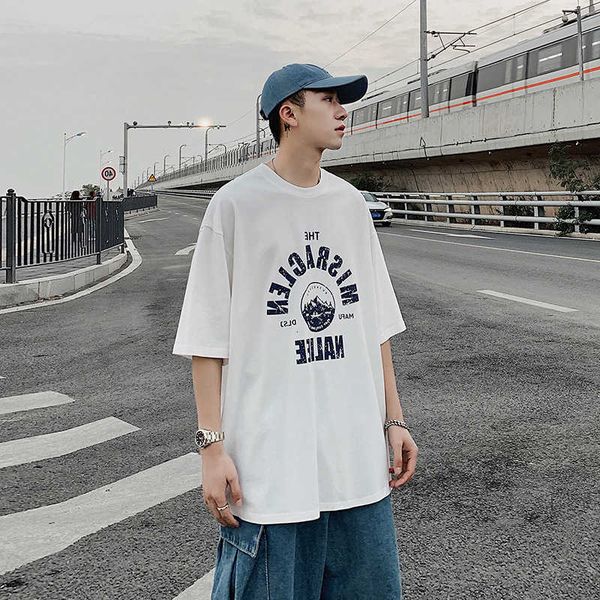 

men's short sleeve trendy brand summer new inst t-shirt loose casual harajuku boys' top, White;black