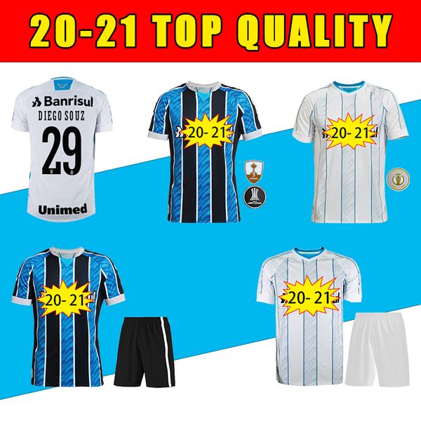 

20 21 gremio home away soccer jersey guild giuliano 2020 2021 ramiro geromel luan maicon fernandinho away football shirt men+kids kit, Black;yellow