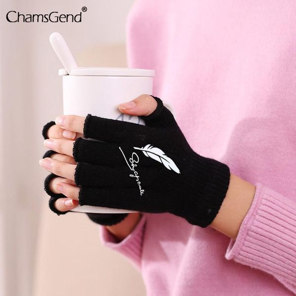 

half finger gloves autumn and winter knitted mittens keep warm writing office typing warm gloves, Blue;gray