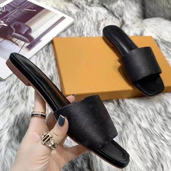 

2021-woman slipper designer slipper quality casual slipper calfskin fashion super star sandy flip flops size 35-44 with box, Black