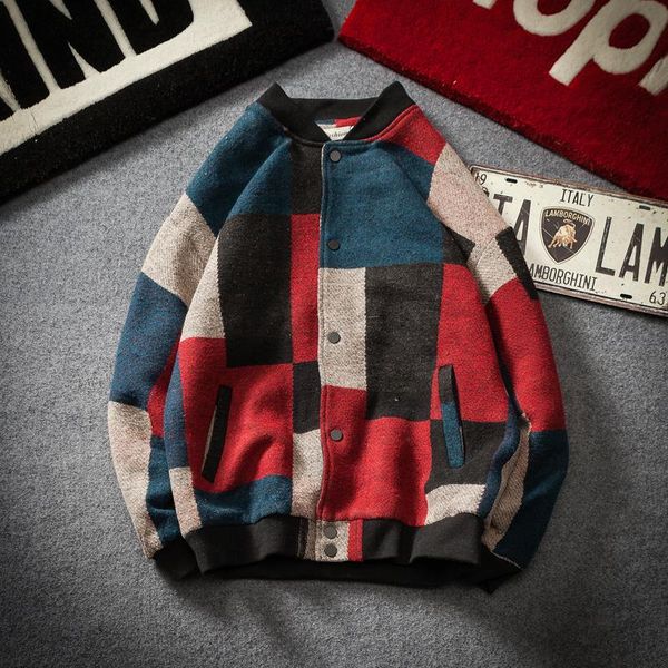 

men's jackets japanese streetwear men jacket casual loose fashion spring cardigan plaid ropa hombre clothing db60jk, Black;brown