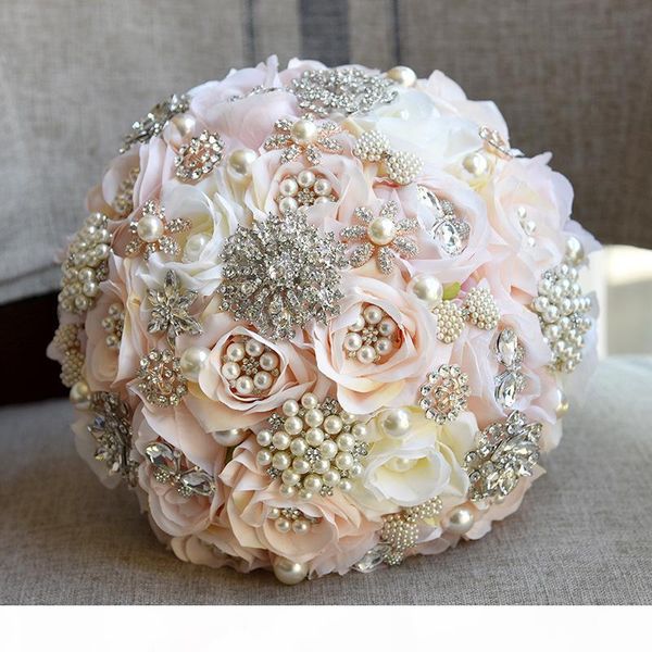 

25см свадьба искусственные шелковые цветы rhinestone вырос цветок растения букет день украшение дома роскошный подарок валентина