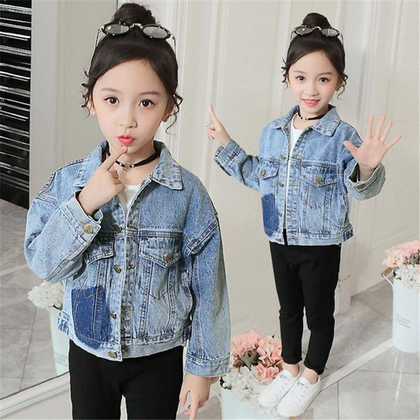 

3 4 5 6 7 8 years girls jackets fashion korean lapel denim jackets for girls kids clothing autumn new arrival girl coats outwear, Blue;gray