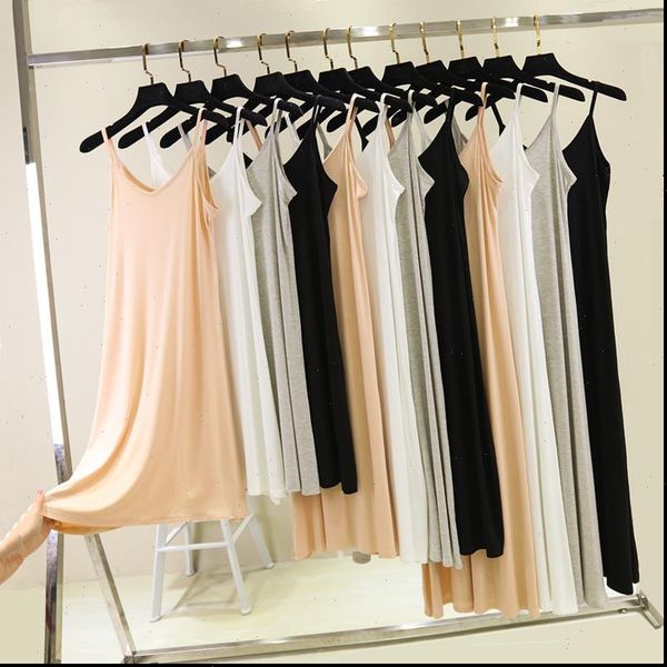 

spring summer 2021 woman tank dress casual modal camisole elastic female home beach dresses v neck camis dress, Black;gray