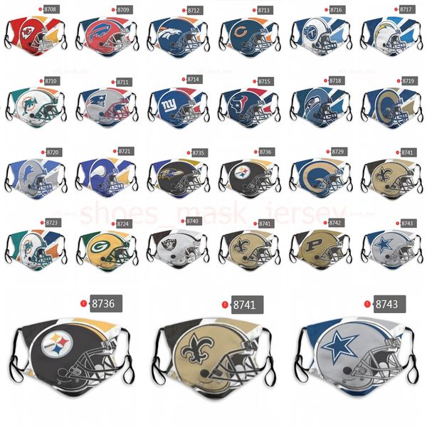 

2020 luxury designer brand mask football rugby team fashion mask the reusable dust fashion mask can be mixed please leave a message, Black