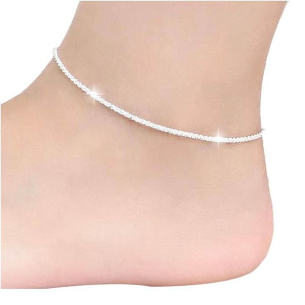 

горячая saleshemp веревка женщин цепь браслета браслета лодыжки сексуальная босиком сандалии пляжная нога для леди perf wmthqn, Silver