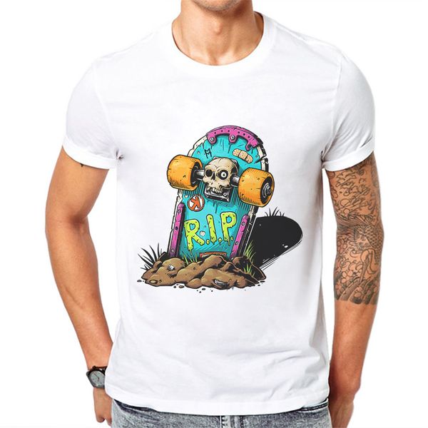 

funny skull summer short sleeve rip skateboard mens tshirt printed hip hop camisetas masculina sport hooded sweatshirt hoodie men t shirt