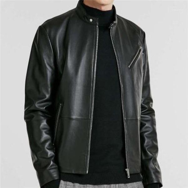 

ymwmhu 2020 new men's pu leather jacket men motorcycle winter coat man warm casual leather jackets male slim fit windbreaker1, Black