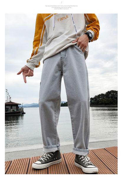 

lake blue men jeans trousers han edition cultivate one's morality and feet tide youth leisure joker the spring and autumn period and th