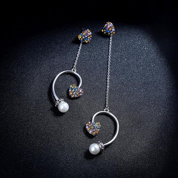 

romantic vintage cute mulit-color asymmetry earring for women new arrival drop earring wholesale date gift jewelry, Silver