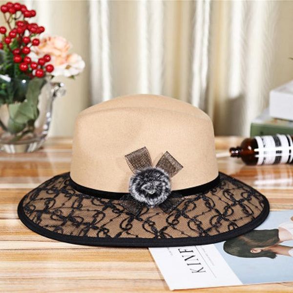 

2017 new winter клош норка волос джаз шляпы fedora широкий брим wool felt hat элегантный черный шнурок lady wedding bowler caps фетровых bby, Black;white