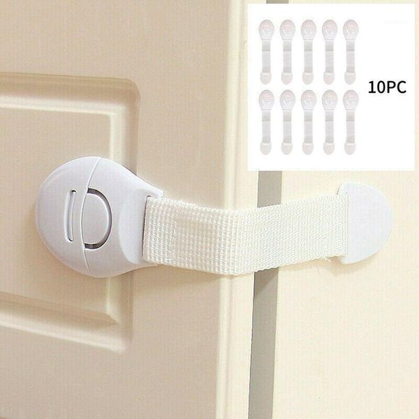 

10pcs infant baby kid child safety lock proof cabinet cupboard drawer fridge toilet pet door super strong white1