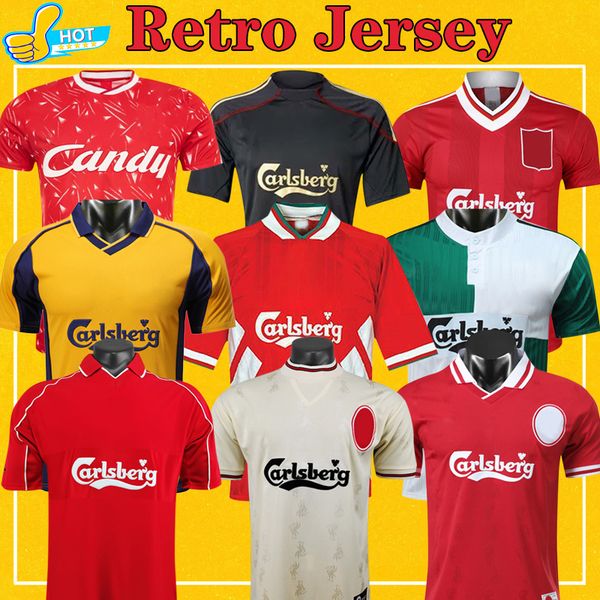 

retro soccer jerseys 89 91 gerrard rush mcmanaman fowler gerrard alonso dalglish redknapp 95 96 97 98 00 01 05 10 classic football shirt, Black;yellow