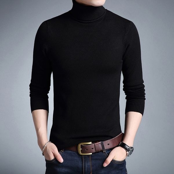 

fashion brand new turtleneck sweater men mens pullover slim fit jumpers knitred autumn casual men clothes pull homme 201124, White;black
