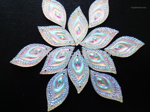 Strass All'ingrosso-Cucire su pietre preziose Flatback AB Colore Navette Forma degli occhi 15 * 30mm Cristallo di resina Abbagliante 15 pezzi / lotto1