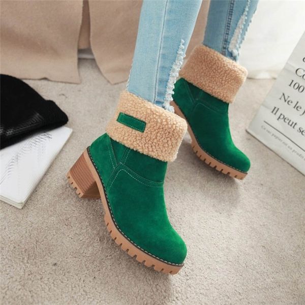 

winter fur snow boots ladies warm wool booties ankle boot comfortable shoes plus size 35-43 women o1 y200115, Black