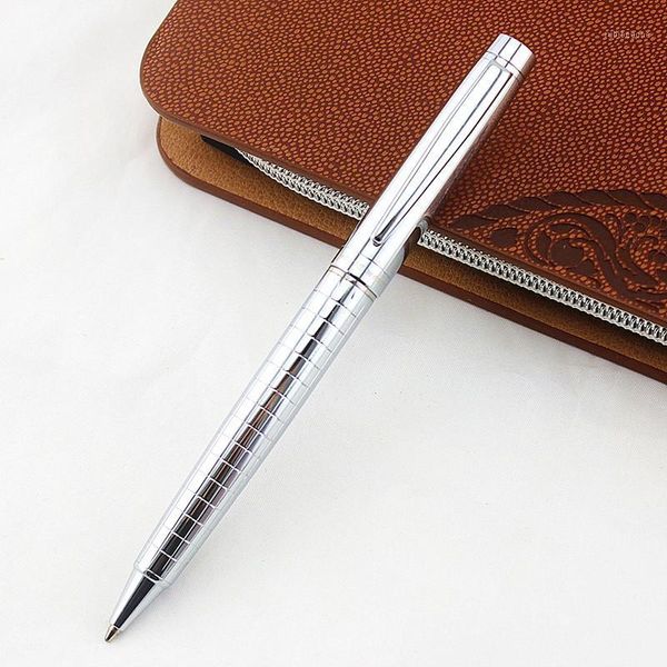 

ballpoint pens luxury quality 856 gray platinum cross line colour student school office supplies medium nib 1, Blue;orange