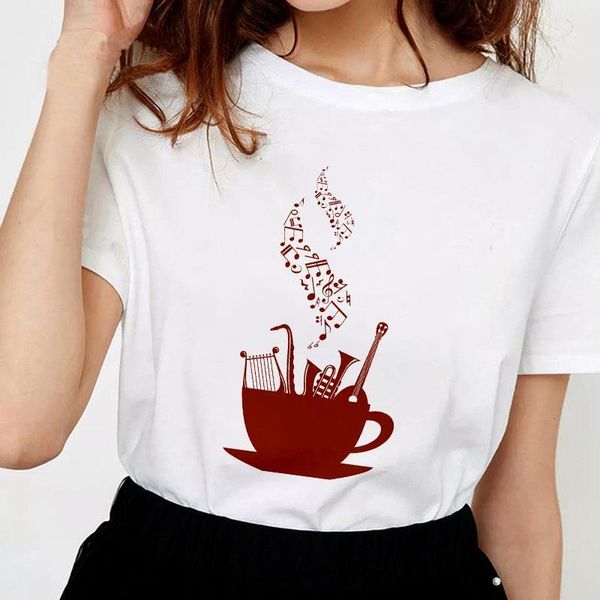 

music note printed t shirt women 2019 new hipster t-shirt female fashion harajuku white t shirt clothing