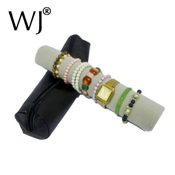 

wearjoe black pu leather watch bracelet travel storage roll bag bangle overnight jewelry carrying case organizer holder perfect, Pink;blue