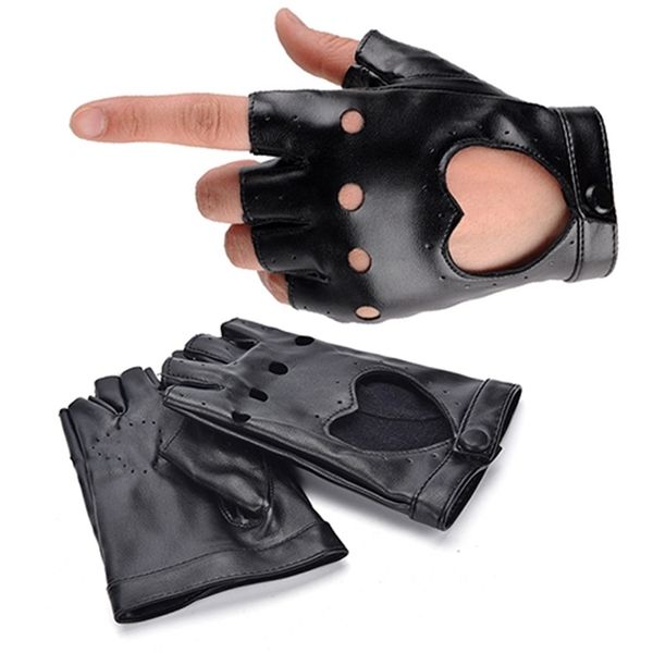 

women pu leather heart semi-finger hip-hop black cutout fingerless girls performance dancing gloves 1pair, Blue;gray