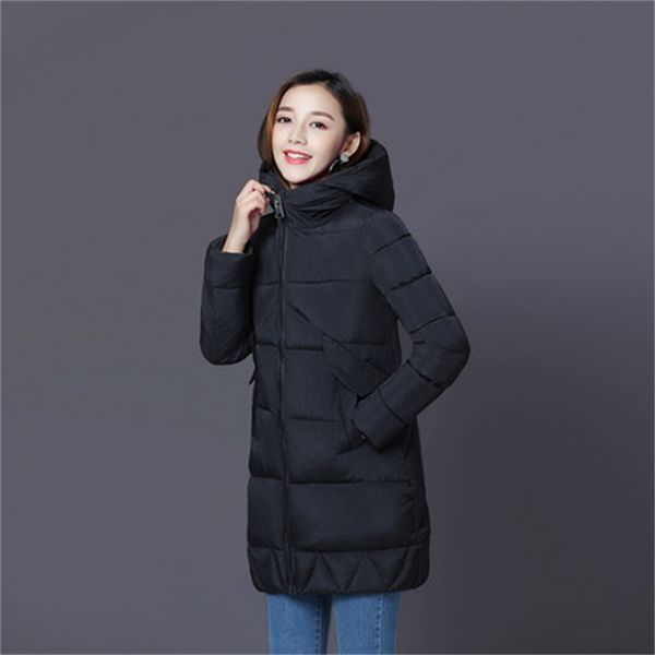 

2021 new style parkas new cotton jackets with hood warm women's clothing parka shelter mujer tfcl, Black