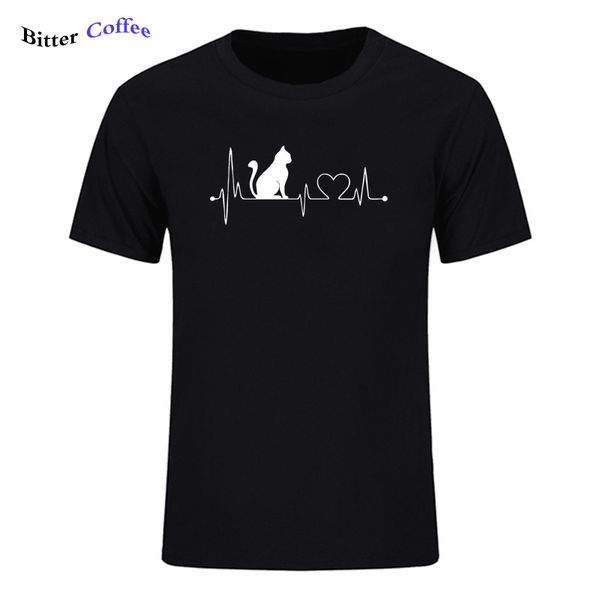 

bitter coffee men's funny cat with electrocardiogram n printing summer casual graphic tees sport hooded sweatshirt hoodie men t shirt