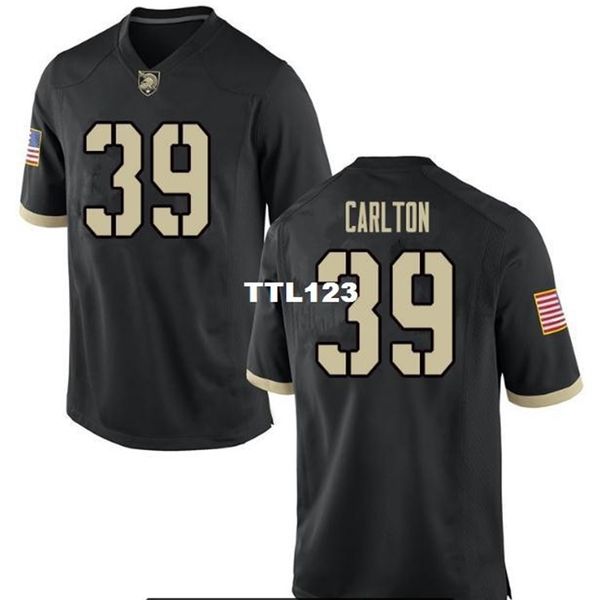 

2019 new 3421 army black knights carlton #39 real full embroidery college jersey size s-4xl or custom any name or number jersey