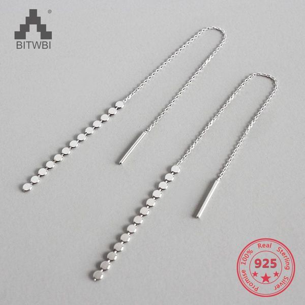 

long earring female 2021 trend 925 sterling silver unusual earrings chain simple ear piercing for woman girl jewelry gift