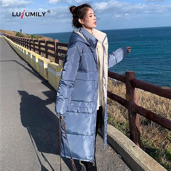 

lusumily long thick jackets for women winter hooded outwear women's coats warm long parka clothes female hooded solid parkas1, Black