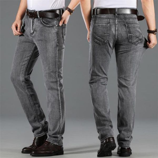 

2020 men business casual stretch jeans washed straight jeans pants outdoor leisure male denim trousers trendy homme, Blue