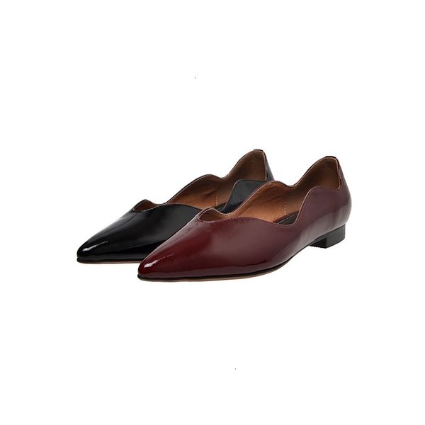 

sole morazora 2020 summer genuine leather women fashion pointed toe comfortable single shoes black wine red shallow flats