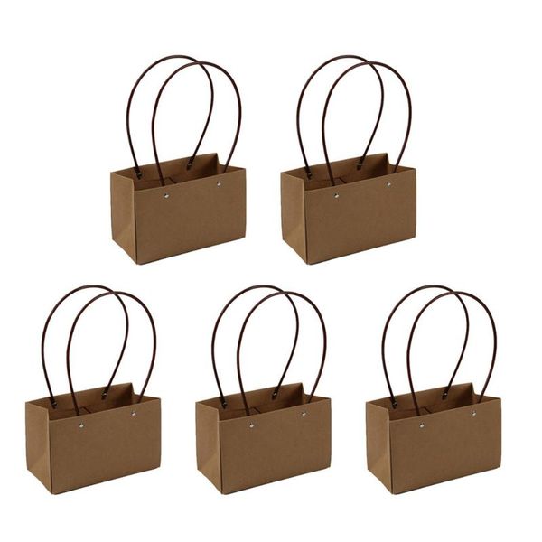 

5x kraft paper vintage fashion bag flower waterproof bouquet basket florist gift storage box wedding party decoration