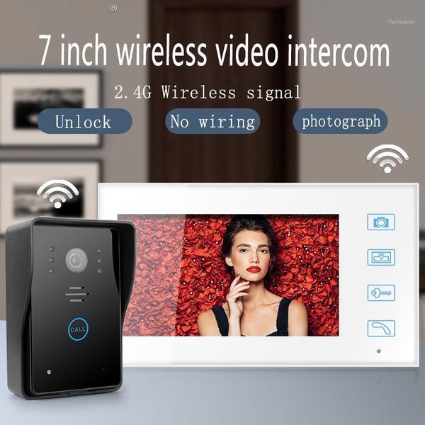 

2.4g wireless video intercom doorbell 7in tft lcd touch button with record snapsnight vision1