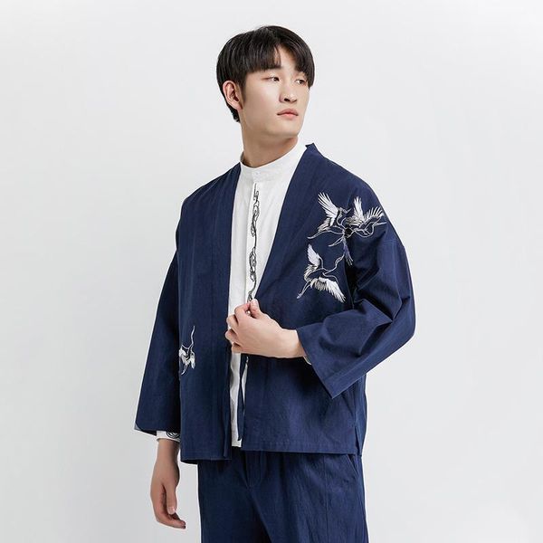 

mr-donoo chinese style cotton linen cardigan shirt male streetwear casual thin coat loose kimono jacket harajuku outerwear qt4011, Black;brown
