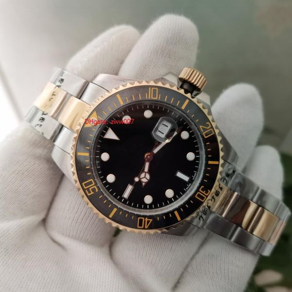 

elling wristwatches 43mm two tone black dial ceramic bezel 116660 asia 2813 mechanical automatic mens men's watch watches, Slivery;brown