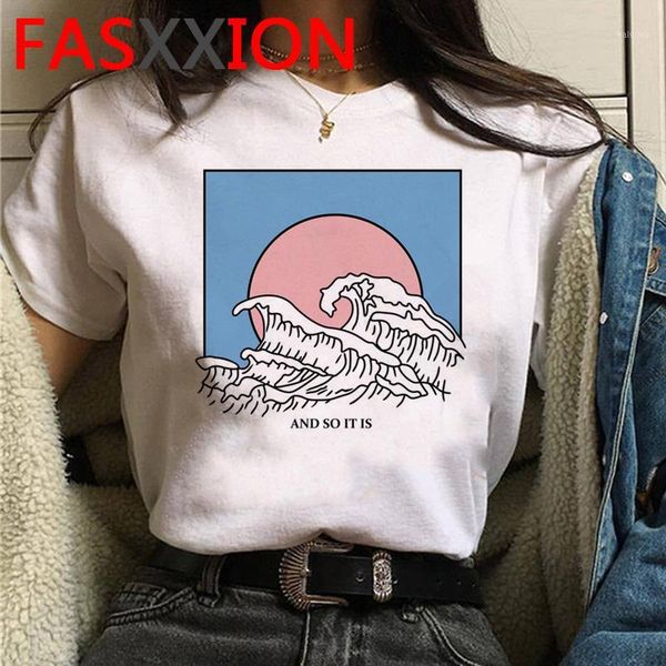 

vaporwave t shirt women summer plus size the great aesthetic tshirt grunge cartoon graphic tees korean style female1 women's t-shirt, White