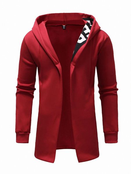 

men letter graphic open front hoodie i78w#, Black