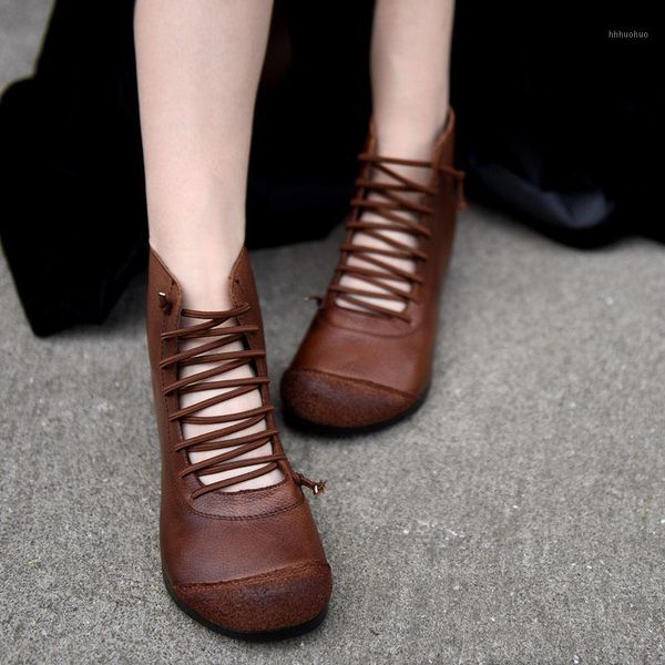 

boots artmu original retro flat ankle comfortable all-match soft bottom genuine leather hollow women's 2021 autumn 1, Black