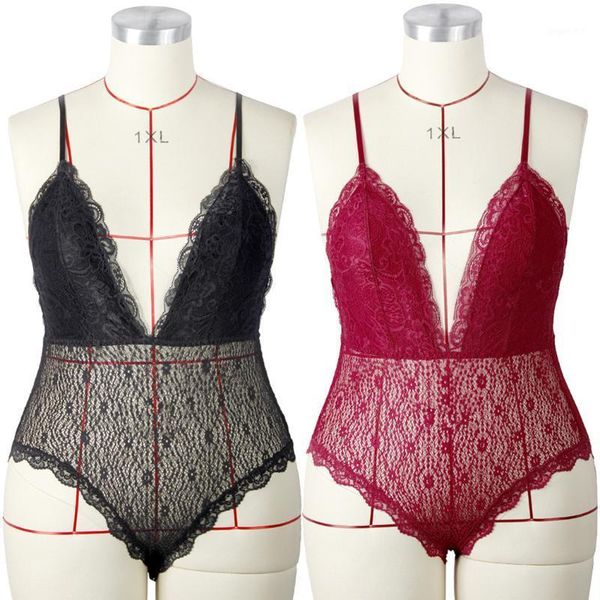 

large size underwear lace perspective belt one-piece clothing selling point in europe and america1, Black;white