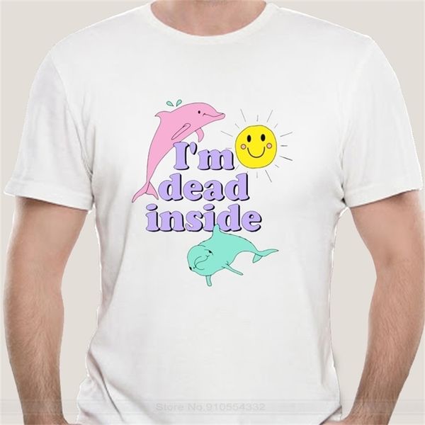 

dolphin im dead inside sunshine t-shirt fashion t-sdhirt men cotton brand teeshirt 220304, White;black