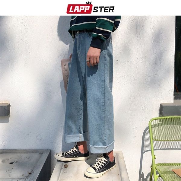 

lappster men harajuku harem jeans pants mens streetwear hiphop denim wide leg pants male vintage loose colorful pants xl 201111, Blue