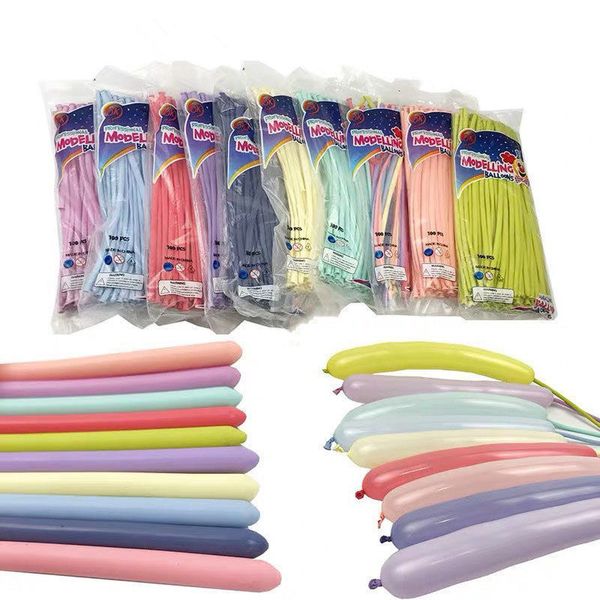 

100pcs macarons magical balloon strip latex balloons birthday party wedding decoration shiny chrome tying twist magic long balls 1027