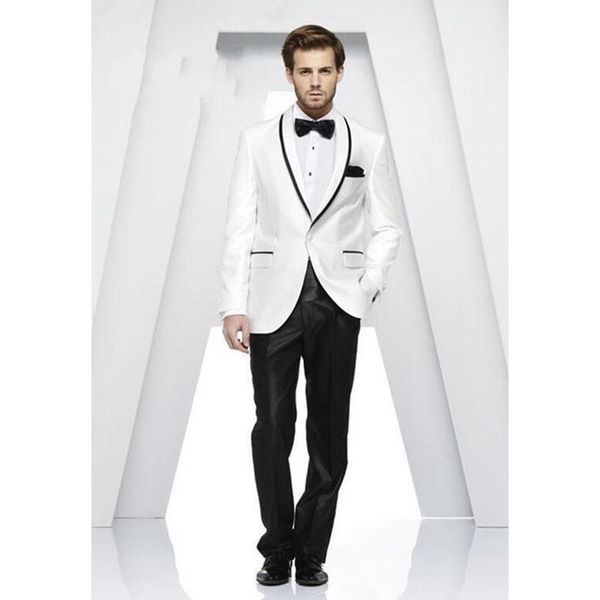 

men's suits & blazers costume homme groom tuxedos one button groomsmen shawl lapel men wedding mens suit evening clothing (jacket+pants, White;black