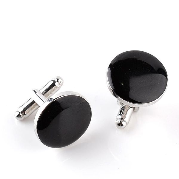 

new cufflinks wholesale price round men's black and white fashion french cufflinks business gift dress shirt accessories, Silver