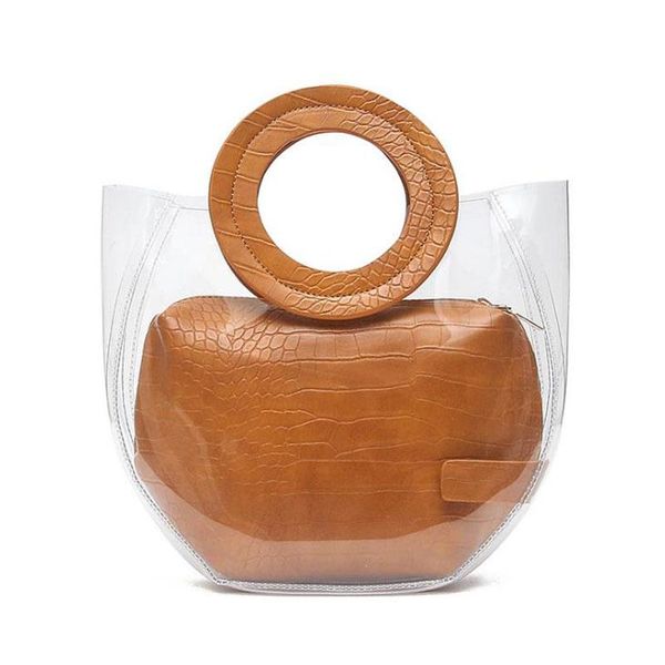 

fashion women brand design small handbags transparent composite bags versatile totes transparent bags
